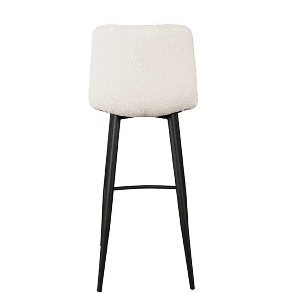 Wohnen Barhocker*Barstuhl in Cremeweiß Bouclebezug - Gray (2er Set)