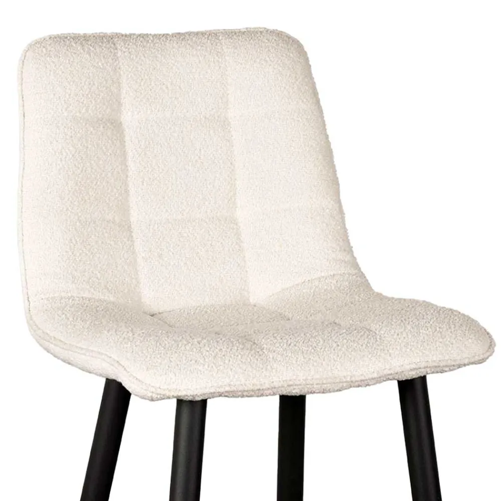 Wohnen Barhocker*Barstuhl in Cremeweiß Bouclebezug - Gray (2er Set)