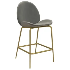 Wohnen Retro Möbel|Barhocker*Barstuhl in Hellgrau und Messing - Loreo