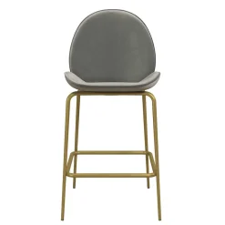 Wohnen Retro Möbel|Barhocker*Barstuhl in Hellgrau und Messing - Loreo