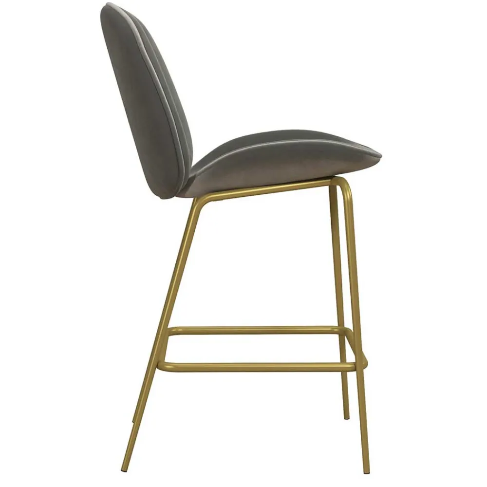 Wohnen Retro Möbel|Barhocker*Barstuhl in Hellgrau und Messing - Loreo