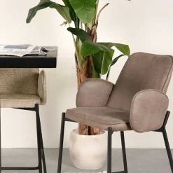 Wohnen Sessel & Hocker|Barhocker*Barstuhl in Taupe Microfaser - Ziris (2er Set)