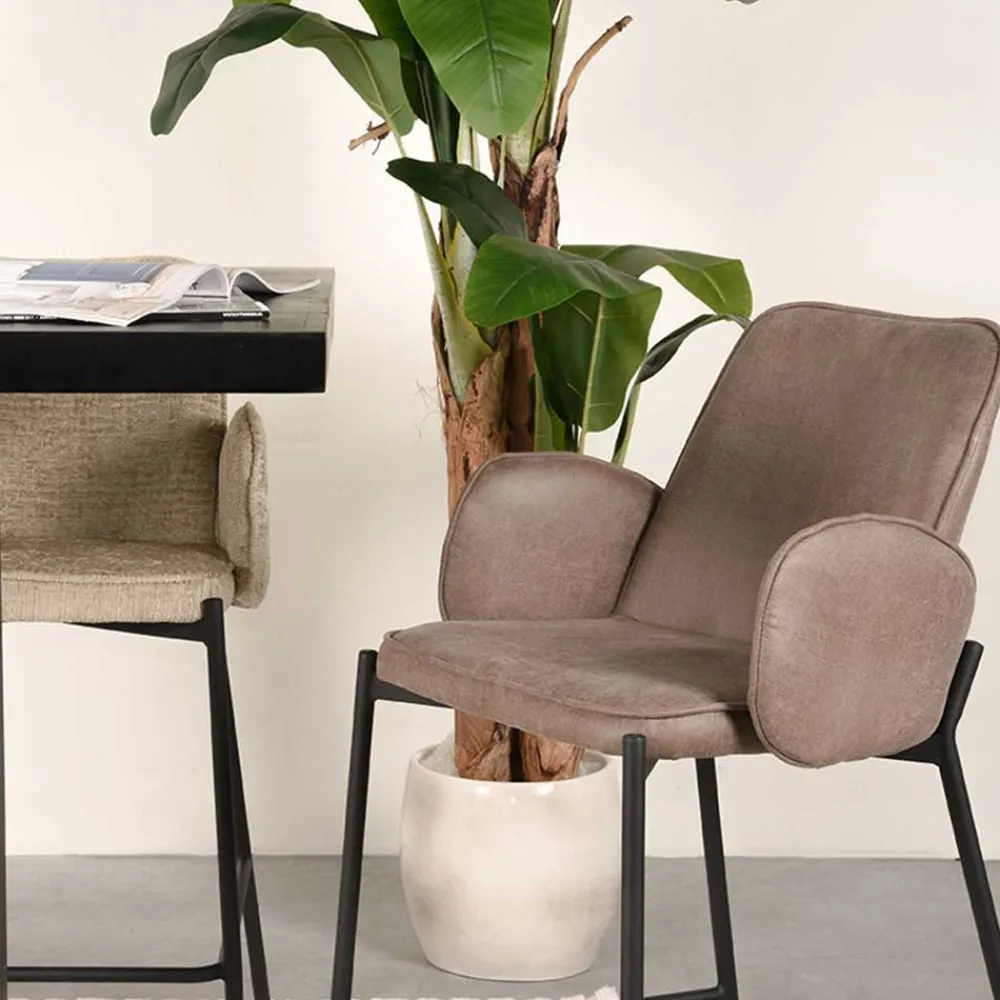 Wohnen Sessel & Hocker|Barhocker*Barstuhl in Taupe Microfaser - Ziris (2er Set)