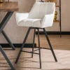 Wohnen Schwarze Möbel|Weiße Möbel*Barstuhl mit Drehgestell in Creme Boucle - Queen (2er Set)