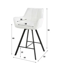 Wohnen Schwarze Möbel|Weiße Möbel*Barstuhl mit Drehgestell in Creme Boucle - Queen (2er Set)