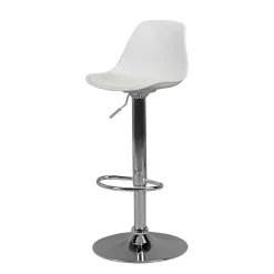 Wohnen Barhocker|Hocker*Barstuhl mit Schalensitz in Weiß & Chrom - Vorgaz