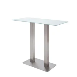 Wohnen Bartische*Bartisch mit Glasplatte in Mattweiß Zigaro & Säulengestell