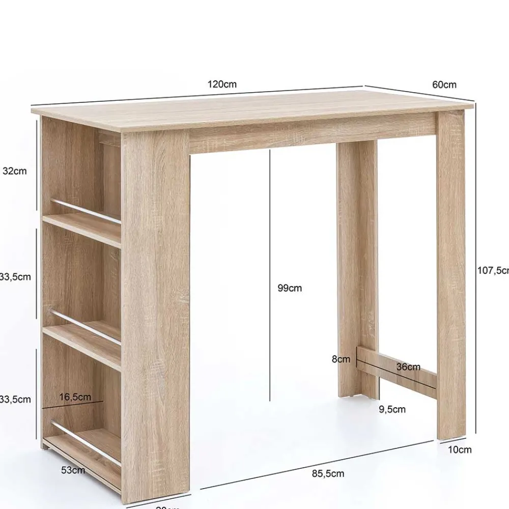 Wohnen Bartisch mit Regal in Sonoma-Eiche - Calls