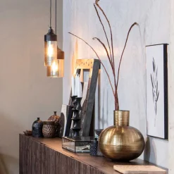 Wohnen Vasen*Bauchige Vasen in Altmessingfarben - Miriam (2er Set)