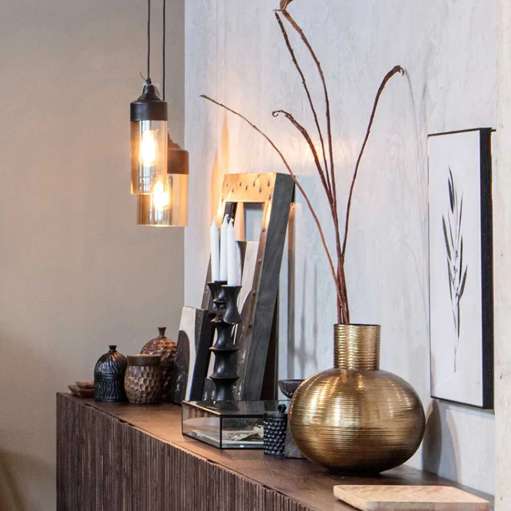 Wohnen Vasen*Bauchige Vasen in Altmessingfarben - Miriam (2er Set)