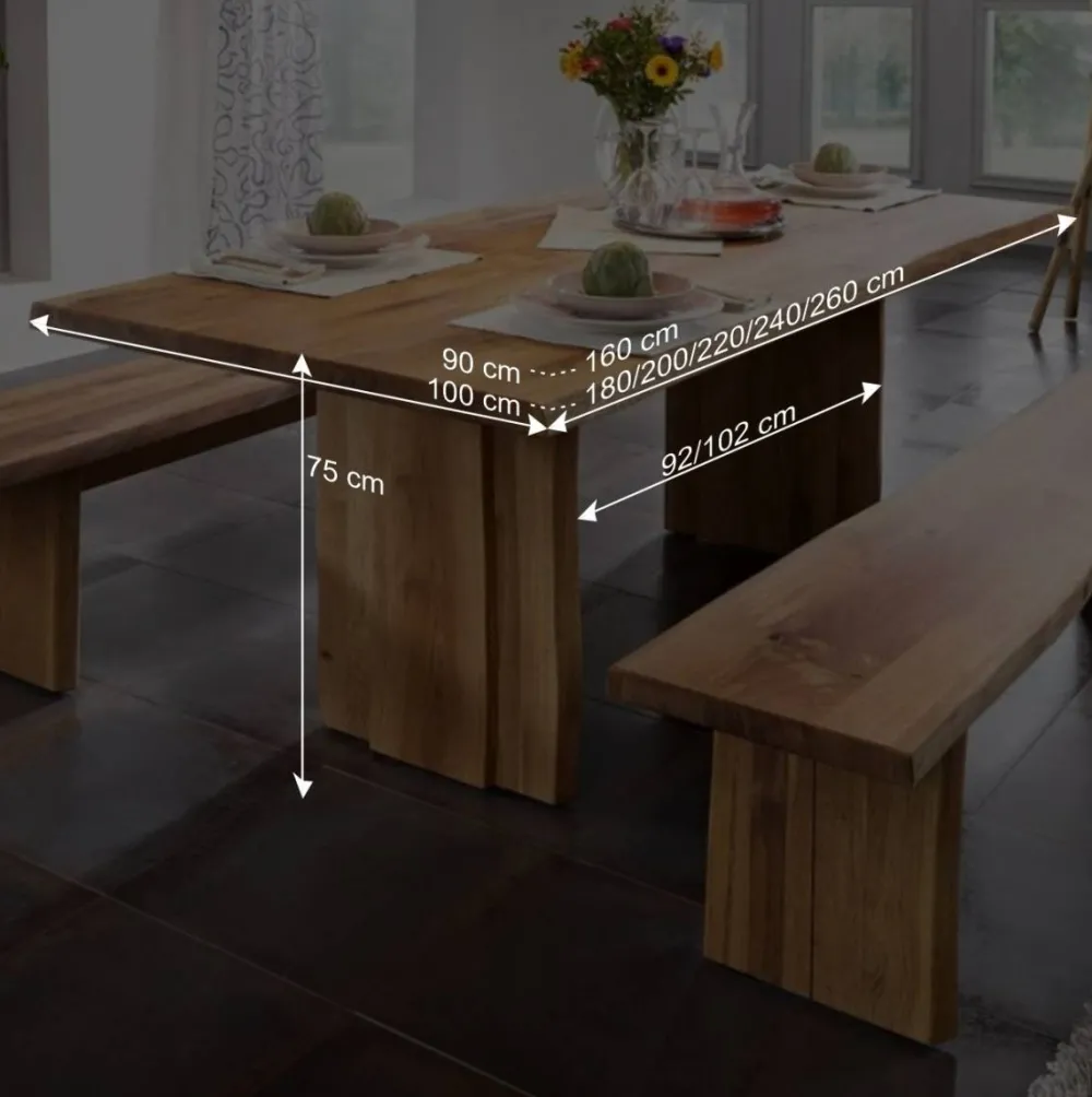 Wohnen Naturholzmöbel|Massivholzmöbel*Baumesstisch aus Wildeiche Massivholz - Cantinos