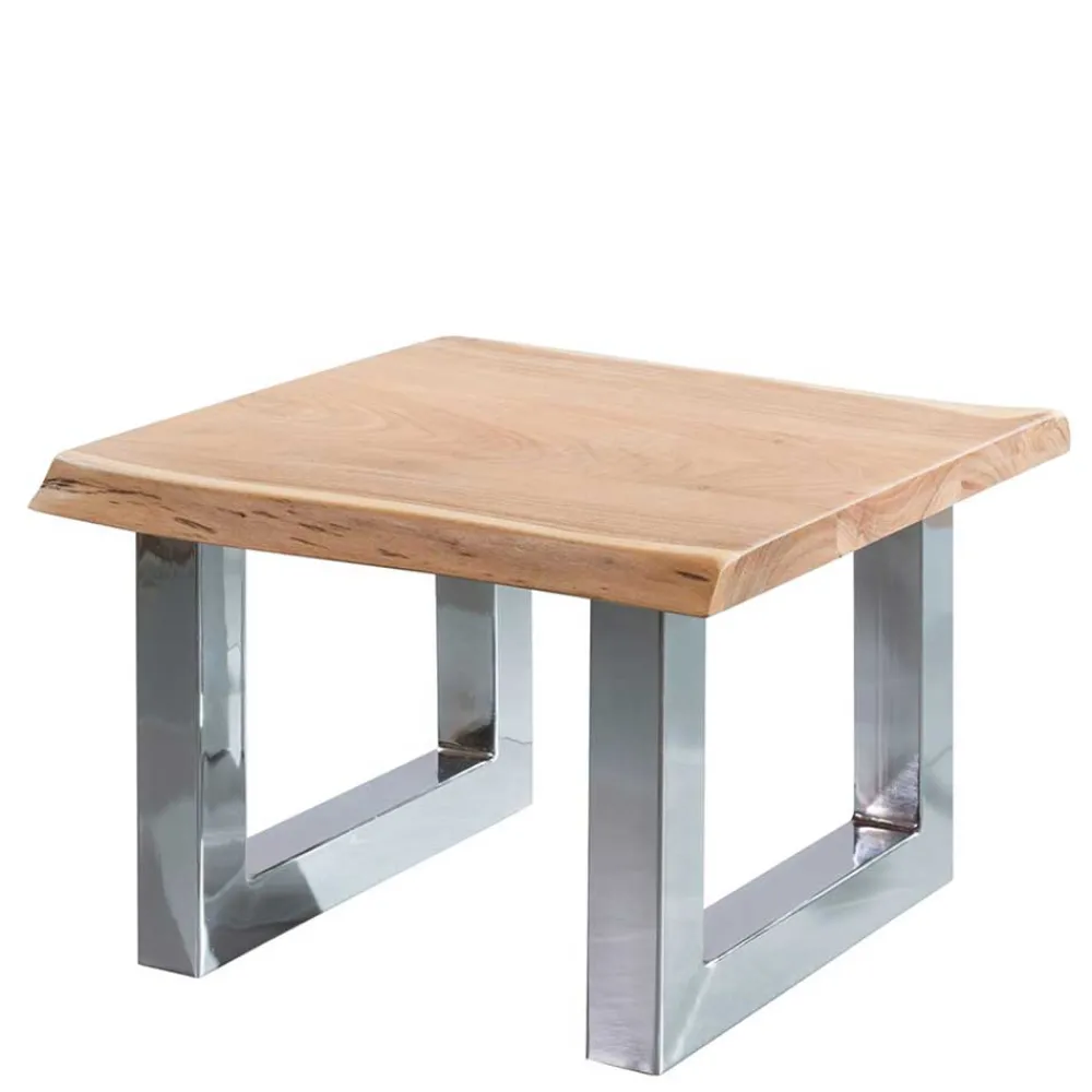 Wohnen Baumkante Couchtisch mit Chrom - Medesso