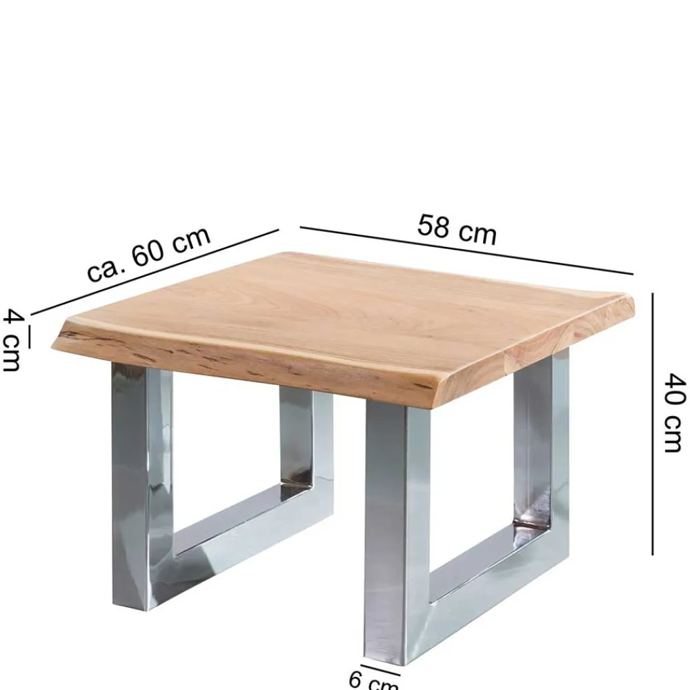 Wohnen Baumkante Couchtisch mit Chrom - Medesso