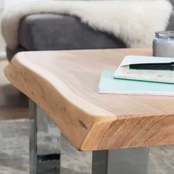 Wohnen Baumkante Couchtisch mit Chrom - Medesso