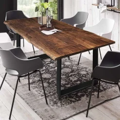 Wohnen Naturholzmöbel|Massivholzmöbel*Baumkante Designtisch aus Akazie in Nussbaumfarben - Ondeon