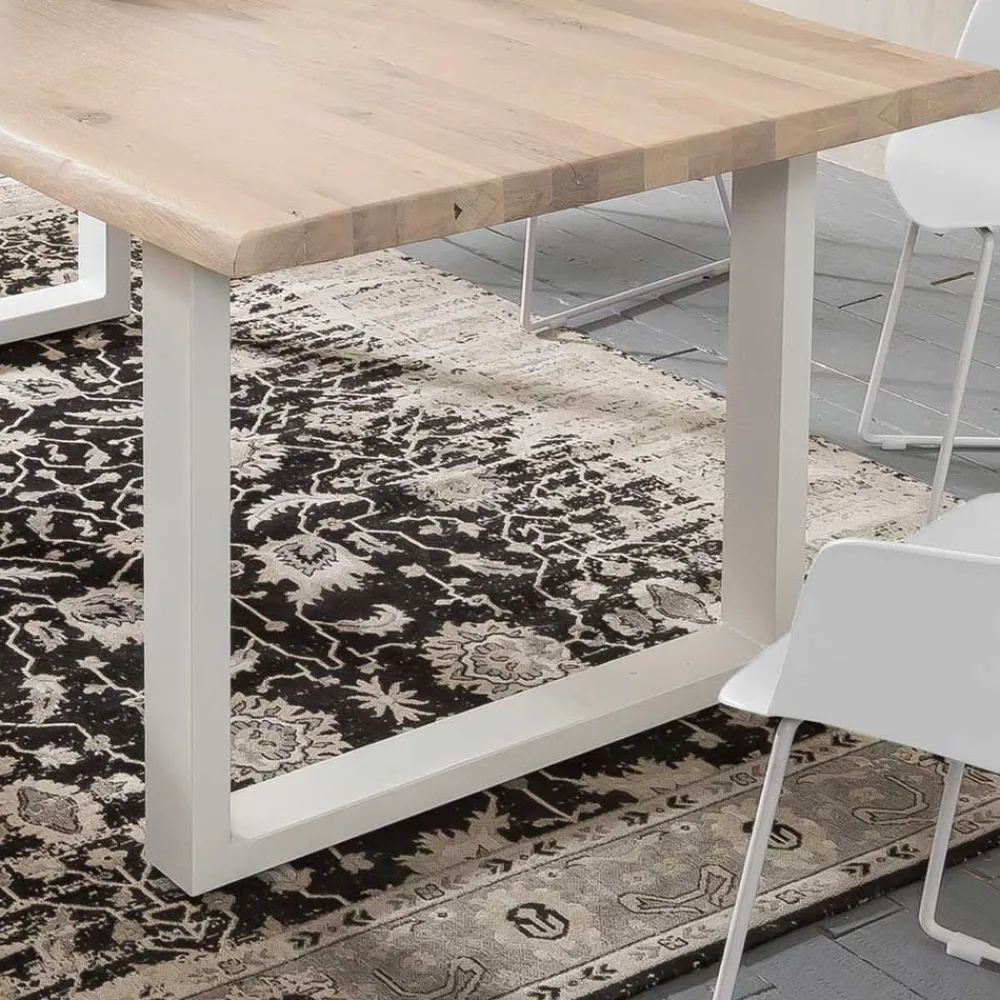 Wohnen Baumkante Esstisch & Bank in White Wash - Tilveta (zweiteilig)