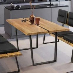 Wohnen Naturholzmöbel|Tische*Baumkante Esszimmertisch aus Wildeiche massiv - Jessmine