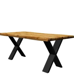 Wohnen Massivholzmöbel|Küchentische*Baumkante Tisch mit X-Füßen in 12 Größen - Isacco