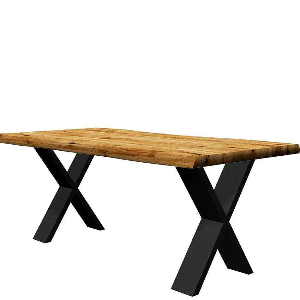 Wohnen Massivholzmöbel|Küchentische*Baumkante Tisch mit X-Füßen in 12 Größen - Isacco