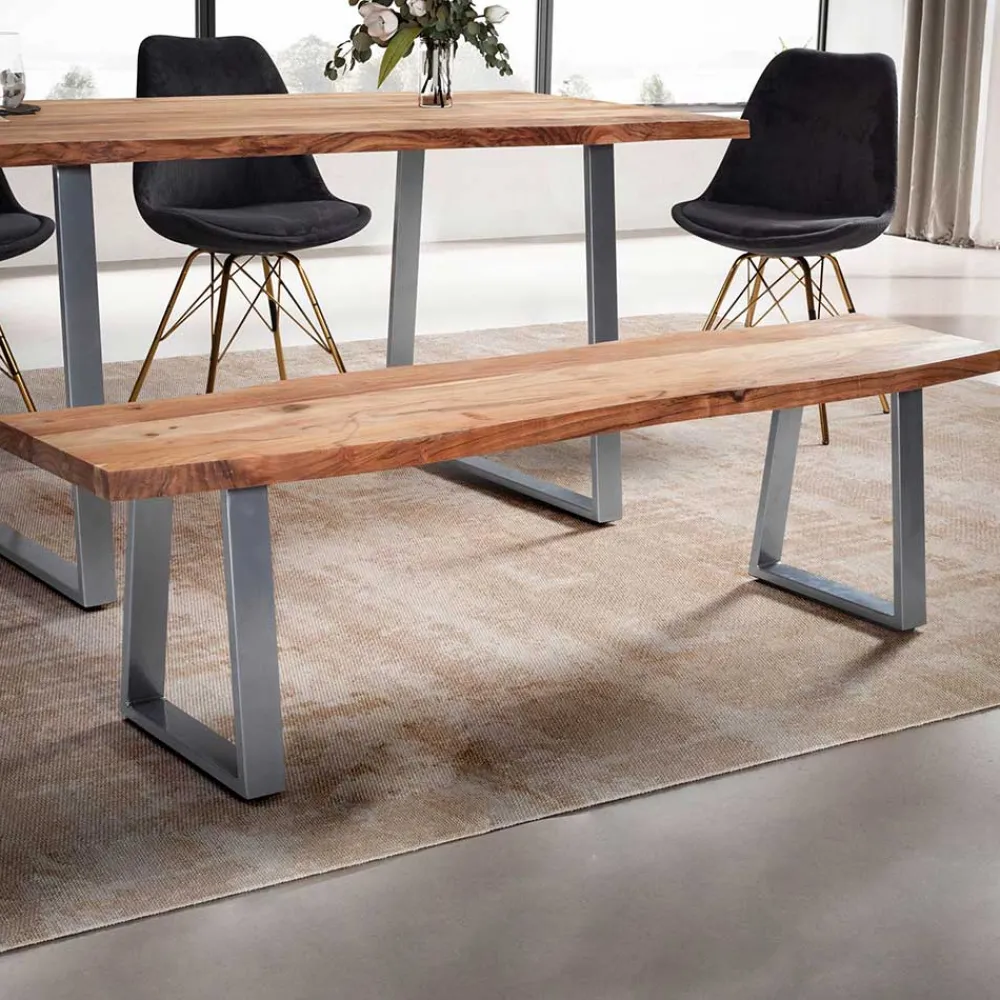 Wohnen Loft Möbel|Industrial Möbel*Baumkanten Essbank aus Akazie Massivholz - Yukon