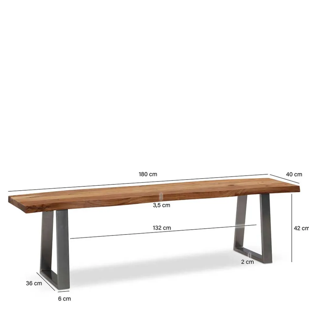 Wohnen Loft Möbel|Industrial Möbel*Baumkanten Essbank aus Akazie Massivholz - Yukon