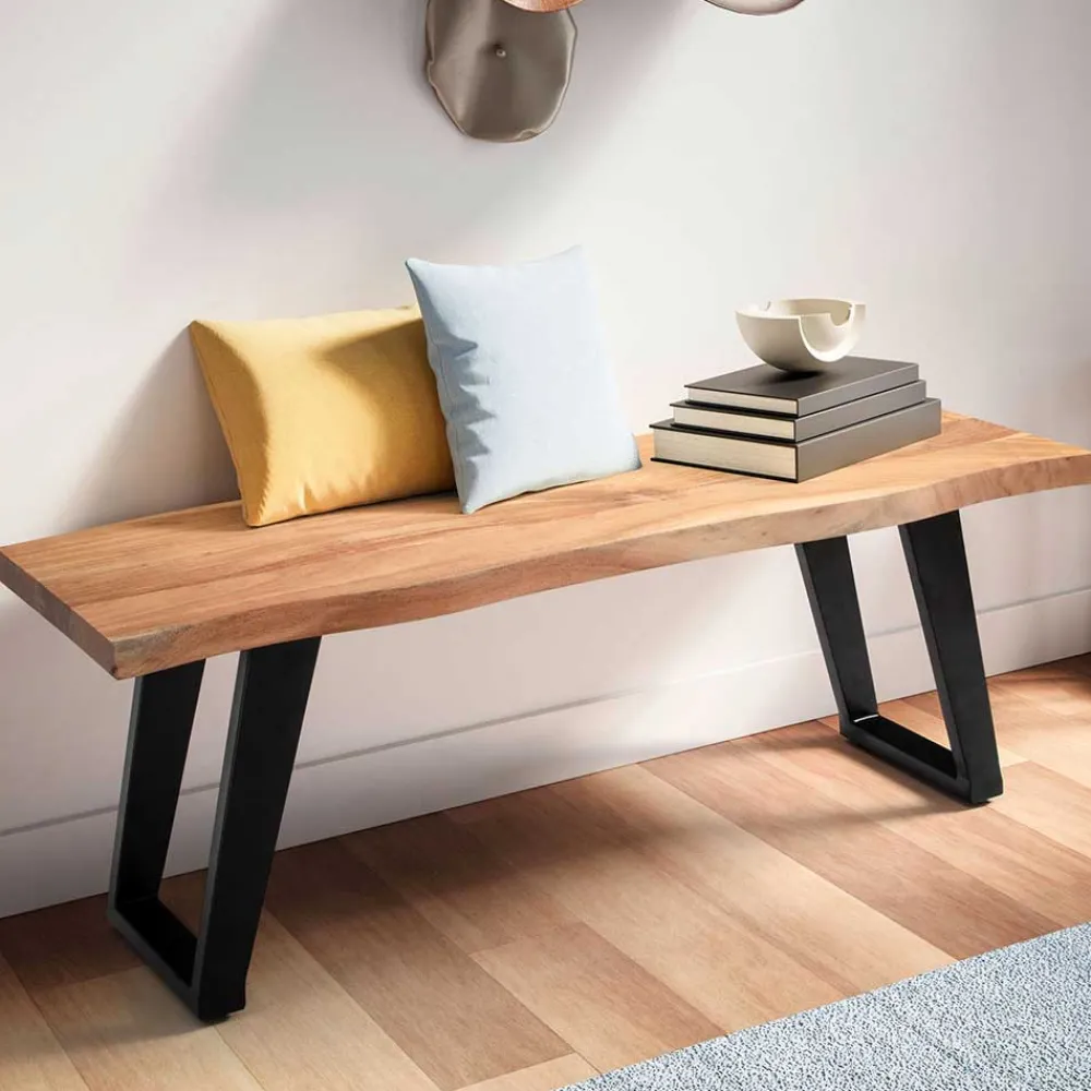 Wohnen Küchenbänke|Esszimmerbänke*Baumkanten Flurbank aus Akazie Massivholz - Reggio