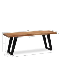 Wohnen Küchenbänke|Esszimmerbänke*Baumkanten Flurbank aus Akazie Massivholz - Reggio