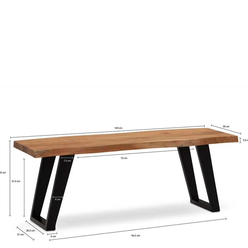 Wohnen Küchenbänke|Esszimmerbänke*Baumkanten Flurbank aus Akazie Massivholz - Reggio