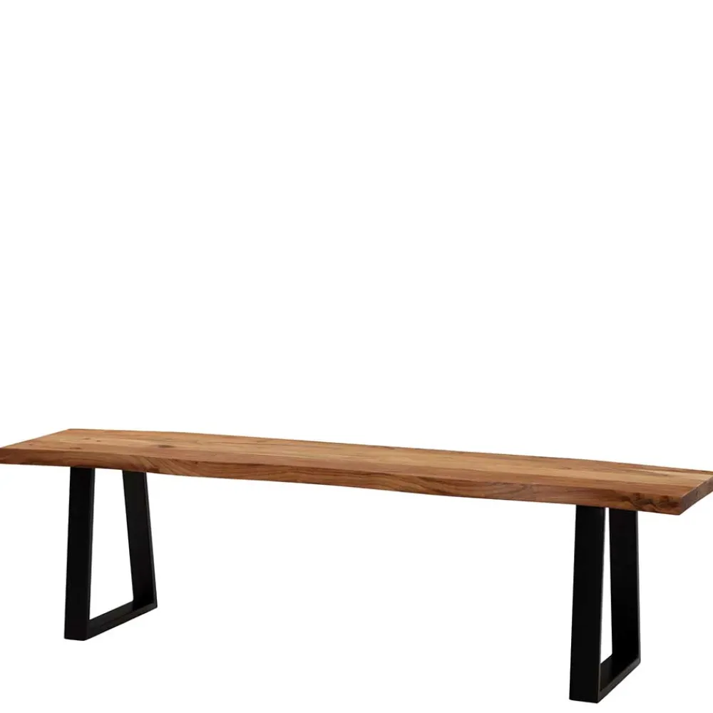 Wohnen Schwarze Möbel|Loft Möbel*Baumkanten Küchenbank mit Trapezbeinen - Pafigona