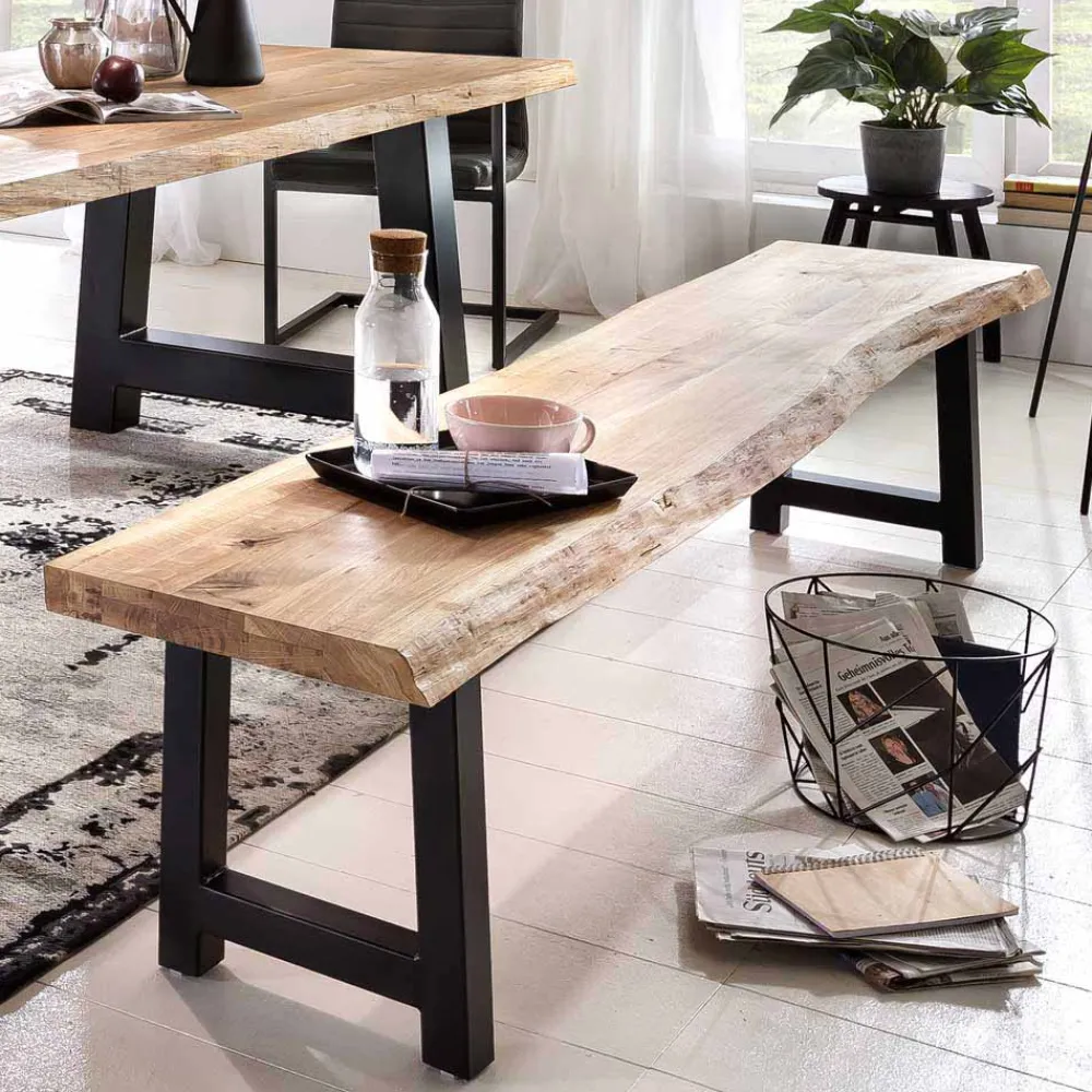 Wohnen Baumkantenbank Morienta aus Eiche massiv