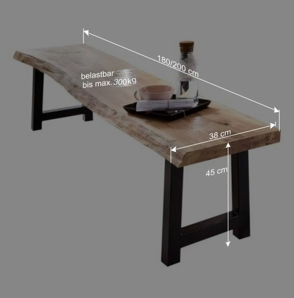 Wohnen Baumkantenbank Morienta aus Eiche massiv