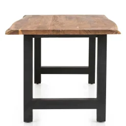 Wohnen Baumkanten-Esstisch und Samtstühle - Drobeta (fünfteilig)