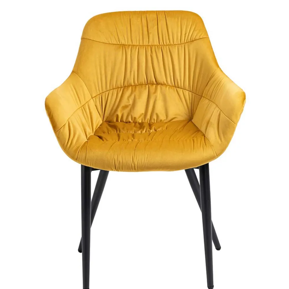 Wohnen Baumkanten-Esstisch und Samtstühle - Drobeta (fünfteilig)