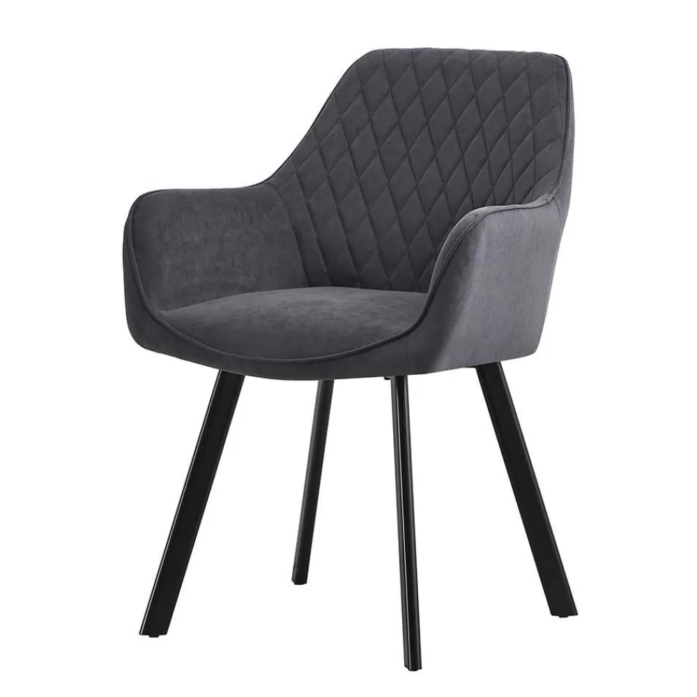 Wohnen Baumkantentisch und Samtstühle Set - Omanu (fünfteilig)