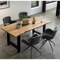 Wohnen Sitzgruppe*Baumkantentisch und Tischsessel Set - Eulena (fünfteilig)