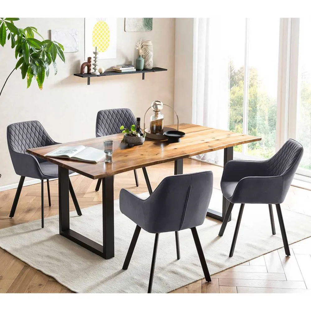 Wohnen Baumkantentisch und vier Stühle Set - Lago (fünfteilig)