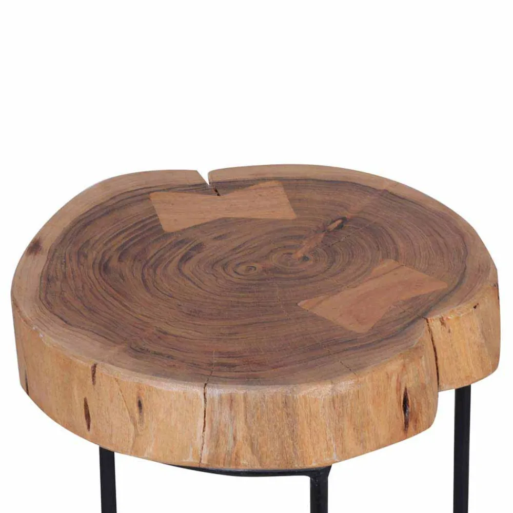 Wohnen Telefontische*Baumscheibe Beistelltisch Buniato mit Metall-Gestell schwarz