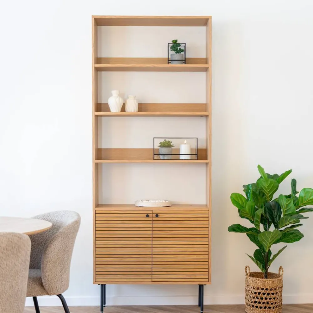 Wohnen Retro Möbel|Wohnzimmer-Regale*Bücherregal mit Eiche Furnier - Virona