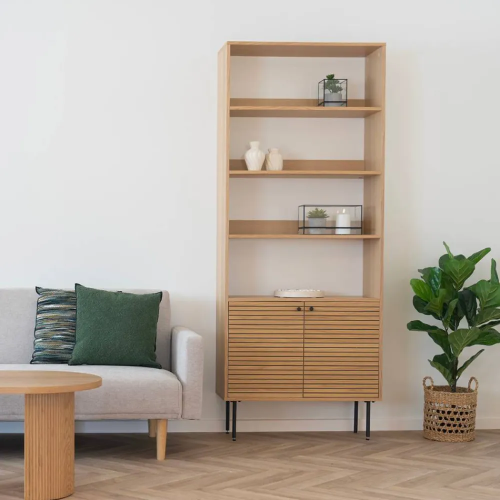 Wohnen Retro Möbel|Wohnzimmer-Regale*Bücherregal mit Eiche Furnier - Virona