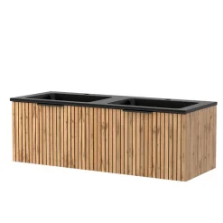 Wohnen 2-Becken Waschtisch im Set modern - Crystoga (vierteilig)