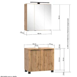 Wohnen Beckenschrank & Spiegelschrank & Unterschrank - Crystoga (dreiteilig)