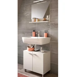 Wohnen Glasmöbel|Badezimmer Komplett*Beckenunterschrank und Spiegel Set - Harmone (zweiteilig)