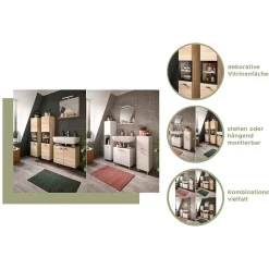 Wohnen Glasmöbel|Badezimmer Komplett*Beckenunterschrank und Spiegel Set - Harmone (zweiteilig)