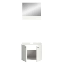 Wohnen Glasmöbel|Badezimmer Komplett*Beckenunterschrank und Spiegel Set - Harmone (zweiteilig)