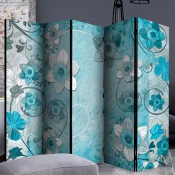 Wohnen Paravents*Bedruckte Trennwand mit Narzissen Motiv in Blau - Funtana