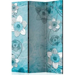 Wohnen Paravents*Bedruckte Trennwand mit Narzissen Motiv in Blau - Funtana