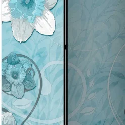 Wohnen Paravents*Bedruckte Trennwand mit Narzissen Motiv in Blau - Funtana