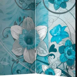 Wohnen Paravents*Bedruckte Trennwand mit Narzissen Motiv in Blau - Funtana