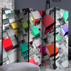 Wohnen Bedruckter Paravent - Metallic Würfel Bunt Silber - Uvienta