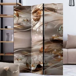 Wohnen Bedruckter Paravent in Braun & Grau - Vannos